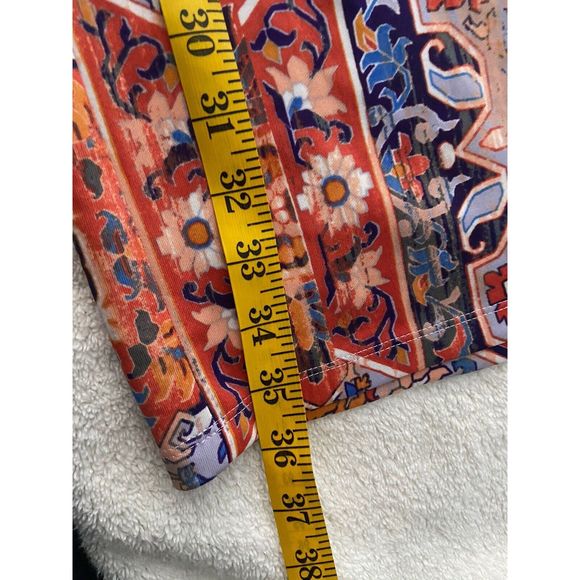 Chico's Orange Medallion Dress Chicos Size 1 US Size 8 Sheath Tile Pattern Notch - Picture 6 of 7